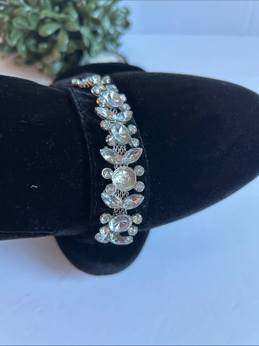 comfortview Black Velvet Slip-On Mules with Crystal Band - Picture 8 of 8
